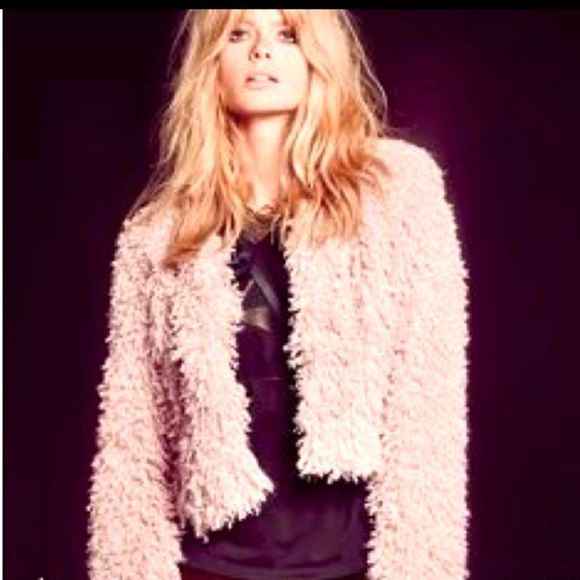 Free People Jackets & Blazers - FREE PEOPLE Anita Dusty Pink Fur Shaggy Jacket Size 6